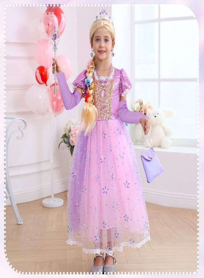 Luzlen Little Girls Princess Costume Kids Fancy Purple Dress for Halloween Party Christmas Carnival, 5-6 Years(Label 130) - Image 2